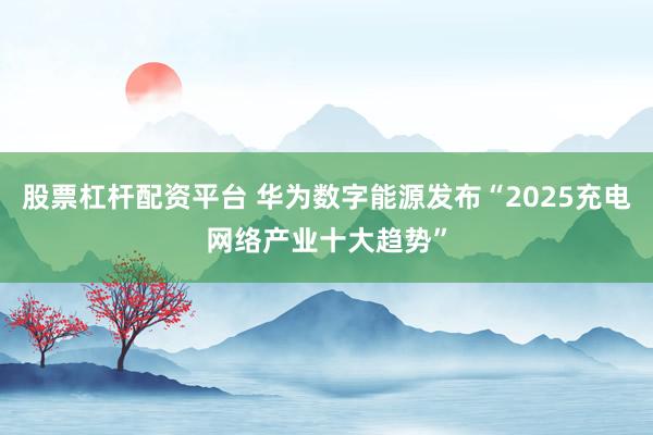 股票杠杆配资平台 华为数字能源发布“2025充电网络产业十大趋势”