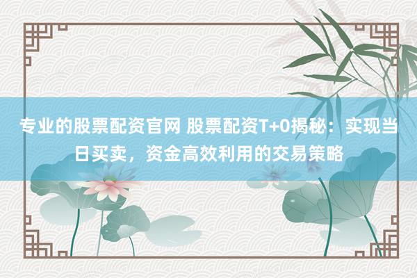 专业的股票配资官网 股票配资T+0揭秘：实现当日买卖，资金高效利用的交易策略