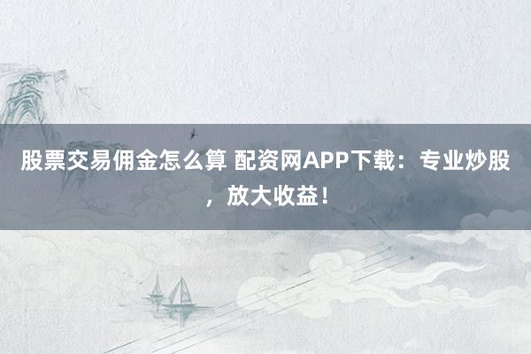 股票交易佣金怎么算 配资网APP下载：专业炒股，放大收益！
