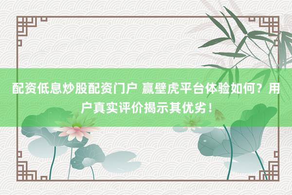 配资低息炒股配资门户 赢壁虎平台体验如何？用户真实评价揭示其优劣！