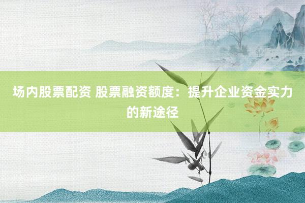 场内股票配资 股票融资额度：提升企业资金实力的新途径