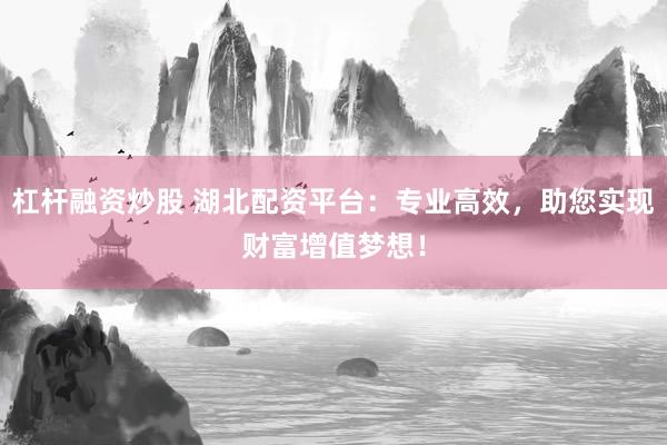 杠杆融资炒股 湖北配资平台：专业高效，助您实现财富增值梦想！