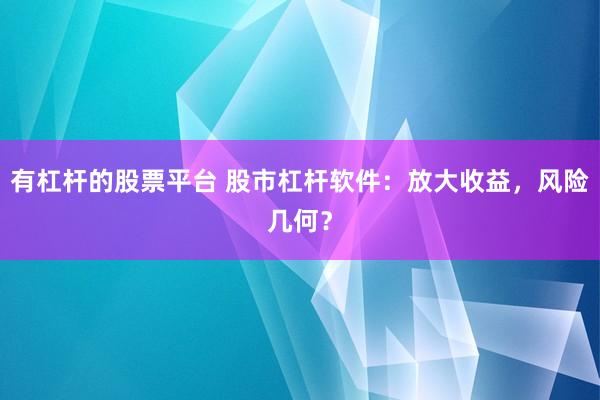 有杠杆的股票平台 股市杠杆软件：放大收益，风险几何？