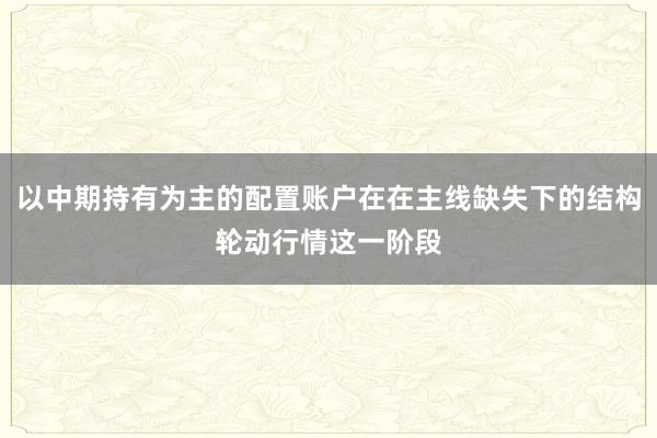 以中期持有为主的配置账户在在主线缺失下的结构轮动行情这一阶段