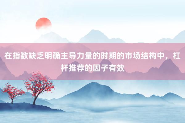 在指数缺乏明确主导力量的时期的市场结构中，杠杆推荐的因子有效