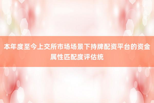 本年度至今上交所市场场景下持牌配资平台的资金属性匹配度评估统