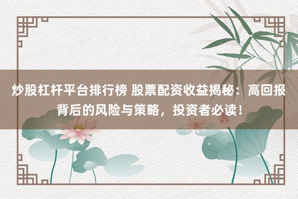 炒股杠杆平台排行榜 股票配资收益揭秘：高回报背后的风险与策略，投资者必读！